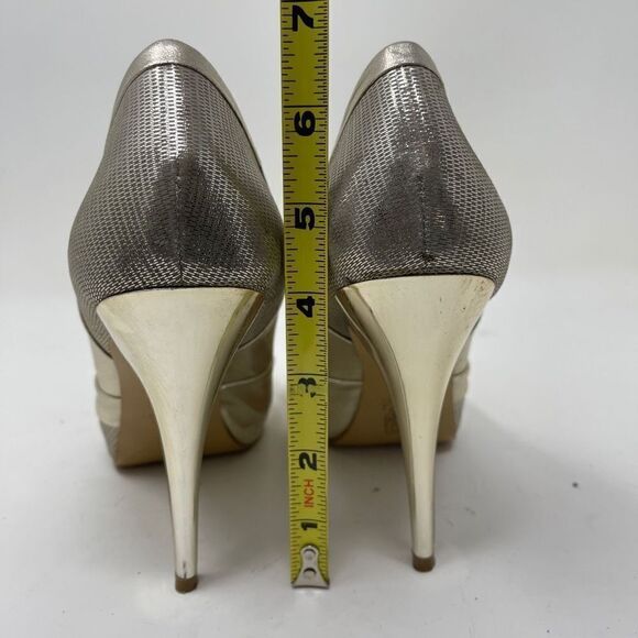 Nine West Women's Transit Metallic Gold Shoes Pump Heels Peep Toe  7.5 US - Picture 10 of 13